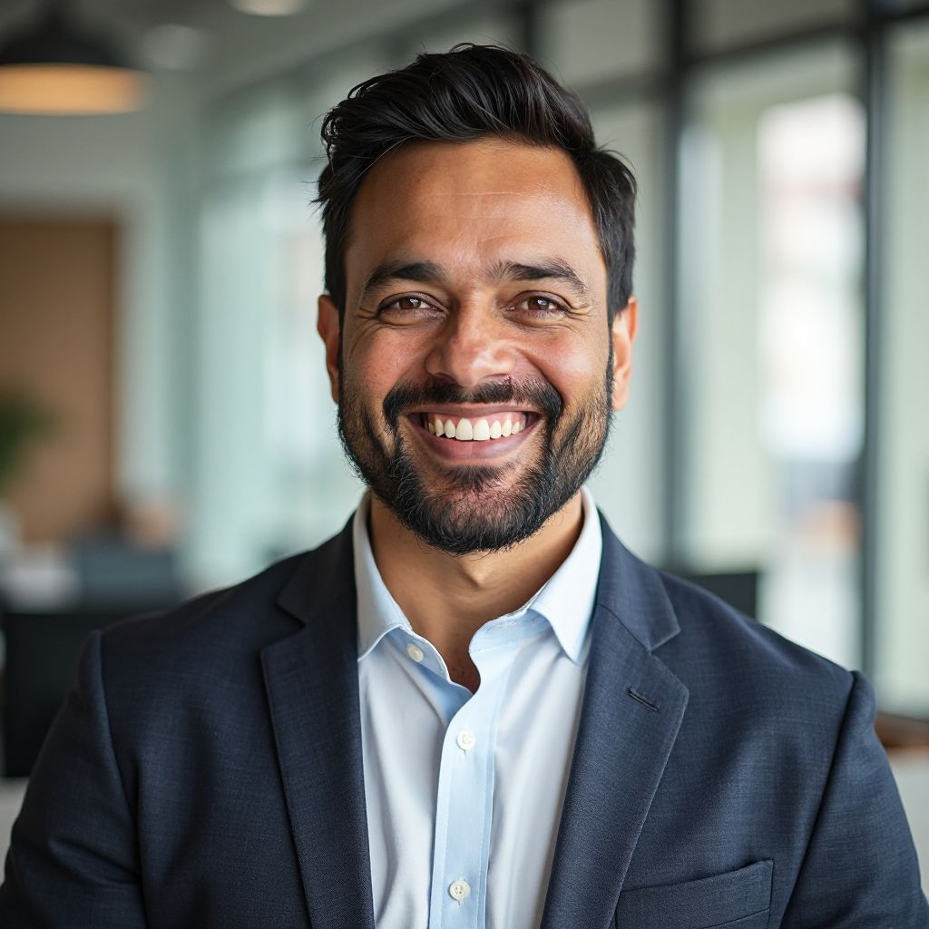 Portrait of satisfied client David Kumar who hired TinyParty Makers for event
